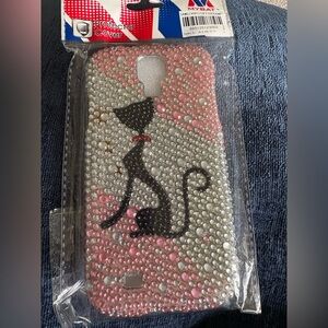 Pink and Black Cat Design Phone Case